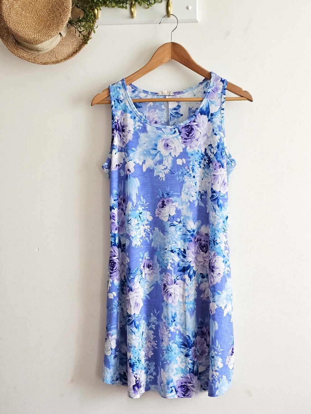 Sweet Lovely by Jen Women’s Small Blue Purple Floral Sleeveless Swing Dress
